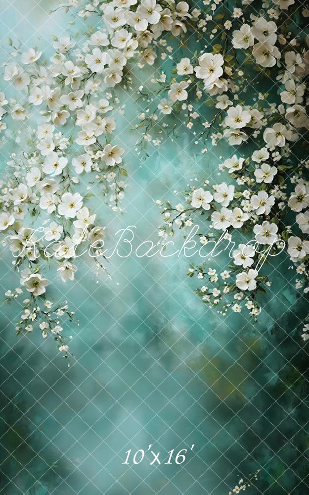 Kate Sweep Fine Art Floral Green Blossom Backdrop Designed by Emetselch - Kate Backdrop AU