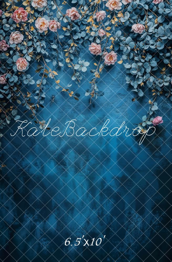Kate Fine Art Floral Blue Vintage Backdrop Designed by Emetselch - Kate Backdrop AU