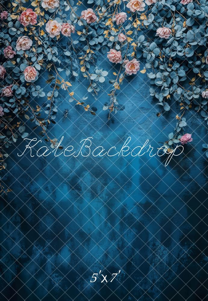 Kate Fine Art Floral Blue Vintage Backdrop Designed by Emetselch - Kate Backdrop AU