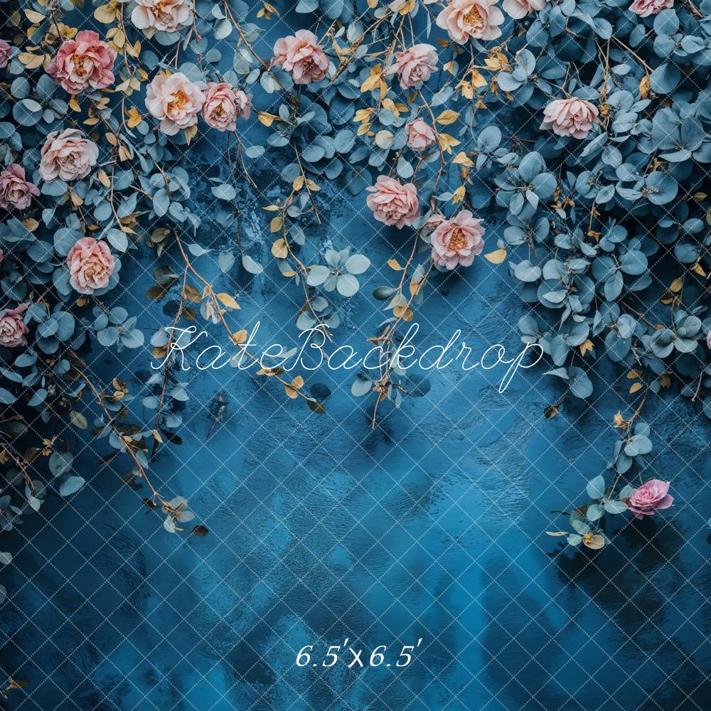 Kate Fine Art Floral Blue Vintage Backdrop Designed by Emetselch - Kate Backdrop AU