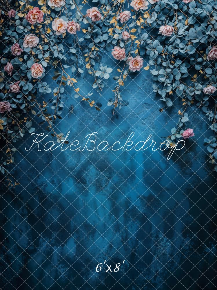 Kate Fine Art Floral Blue Vintage Backdrop Designed by Emetselch - Kate Backdrop AU