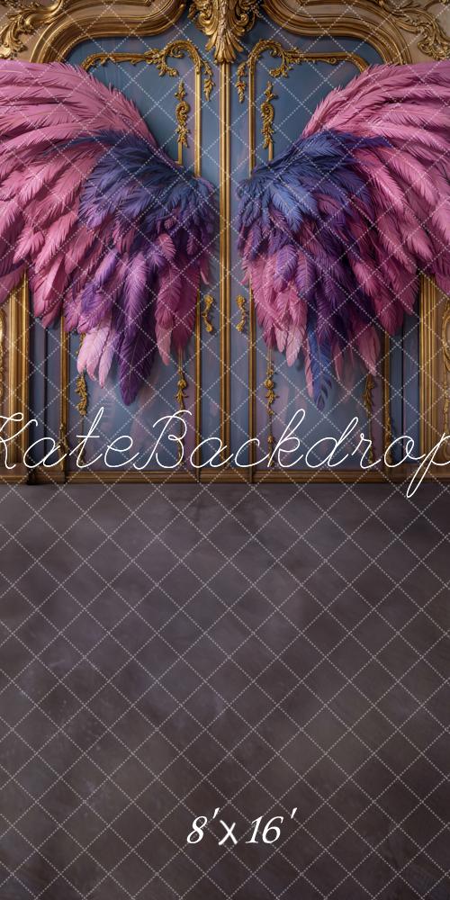 Kate Sweep Pink Feather Wings Vintage Door Backdrop Designed by Emetselch - Kate Backdrop AU
