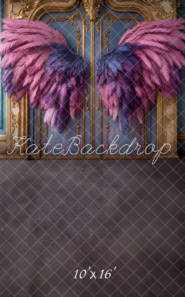 Kate Sweep Pink Feather Wings Vintage Door Backdrop Designed by Emetselch - Kate Backdrop AU