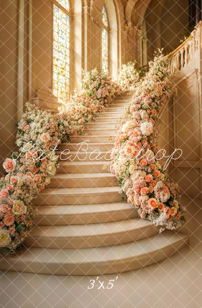 Kate Spring Cascading Stairs Floral Wedding Backdrop Designed by Emetselch - Kate Backdrop AU