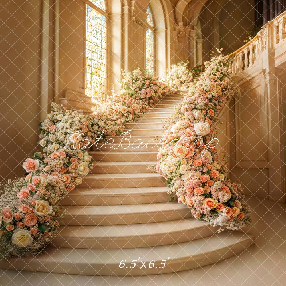 Kate Spring Cascading Stairs Floral Wedding Backdrop Designed by Emetselch - Kate Backdrop AU
