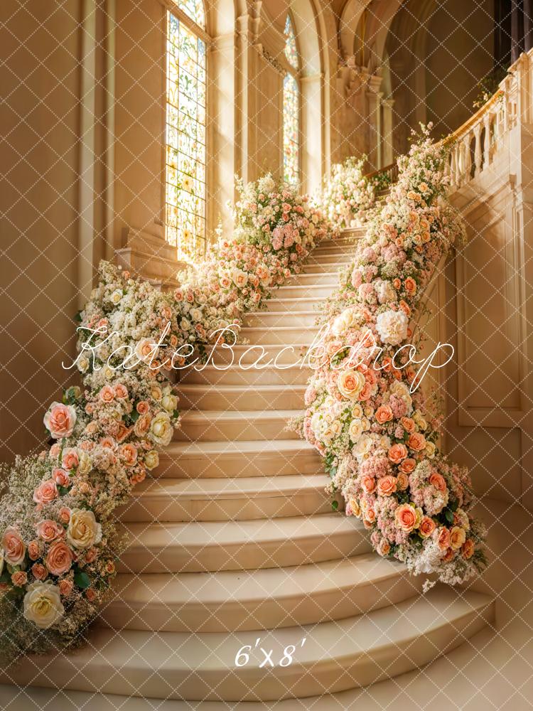 Kate Spring Cascading Stairs Floral Wedding Backdrop Designed by Emetselch - Kate Backdrop AU
