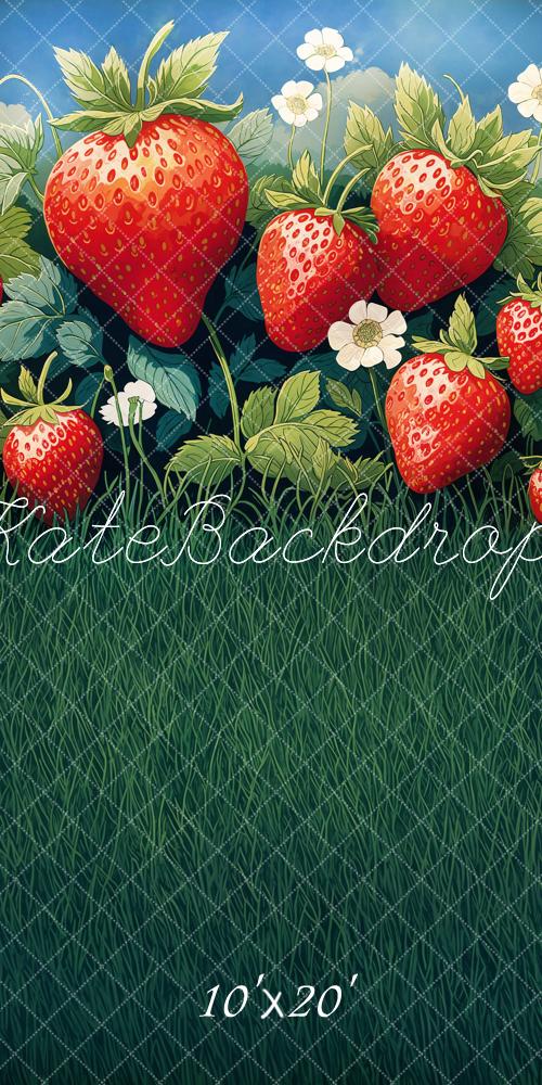 Kate Sweep Strawberry Field Grass Backdrop Designed by Emetselch - Kate Backdrop AU