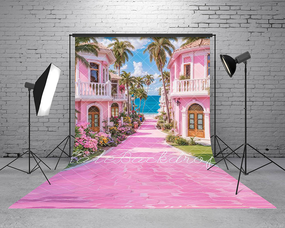 Kate Sweep Pink Seaside Town Backdrop Designed by Emetselch - Kate Backdrop AU