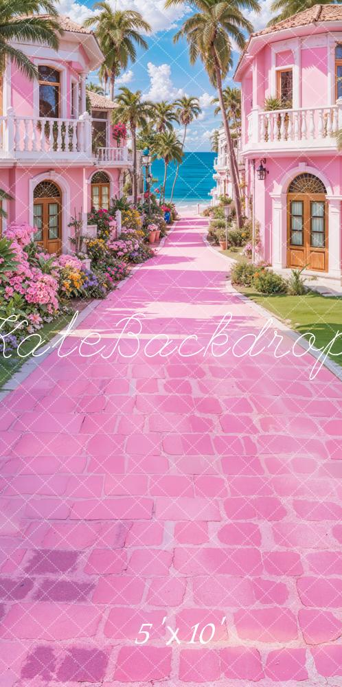 Kate Sweep Pink Seaside Town Backdrop Designed by Emetselch - Kate Backdrop AU