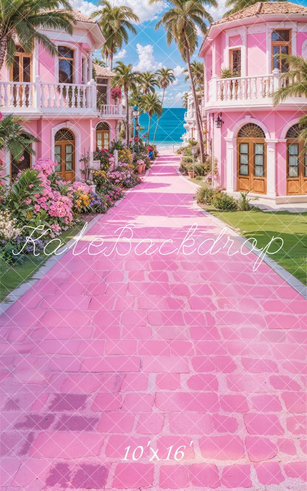 Kate Sweep Pink Seaside Town Backdrop Designed by Emetselch - Kate Backdrop AU