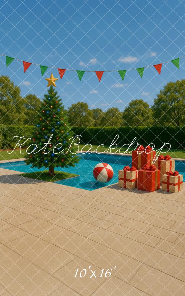 Kate Sweep Poolside Christmas Backdrop Designed by Megan Leigh - Kate Backdrop AU