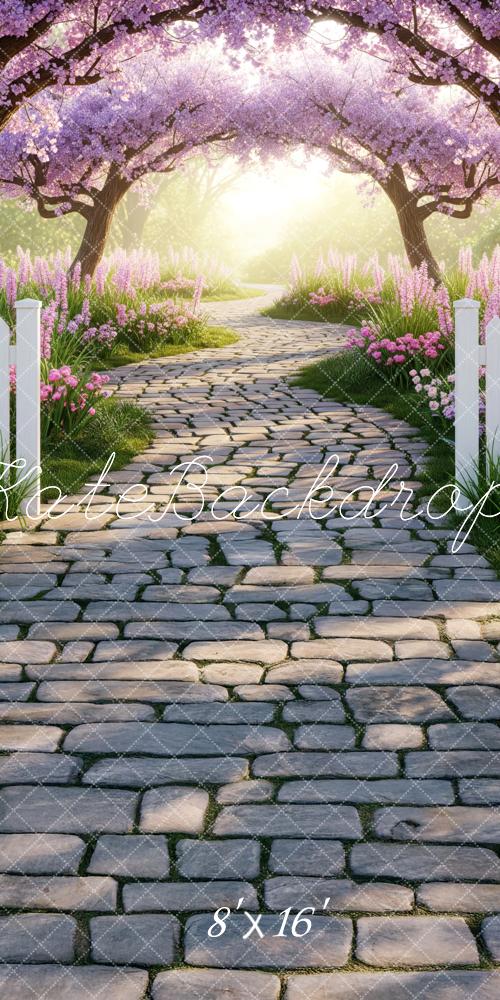 Kate Sweep Blooming Trees Stone Path Backdrop Designed by Patty Robert