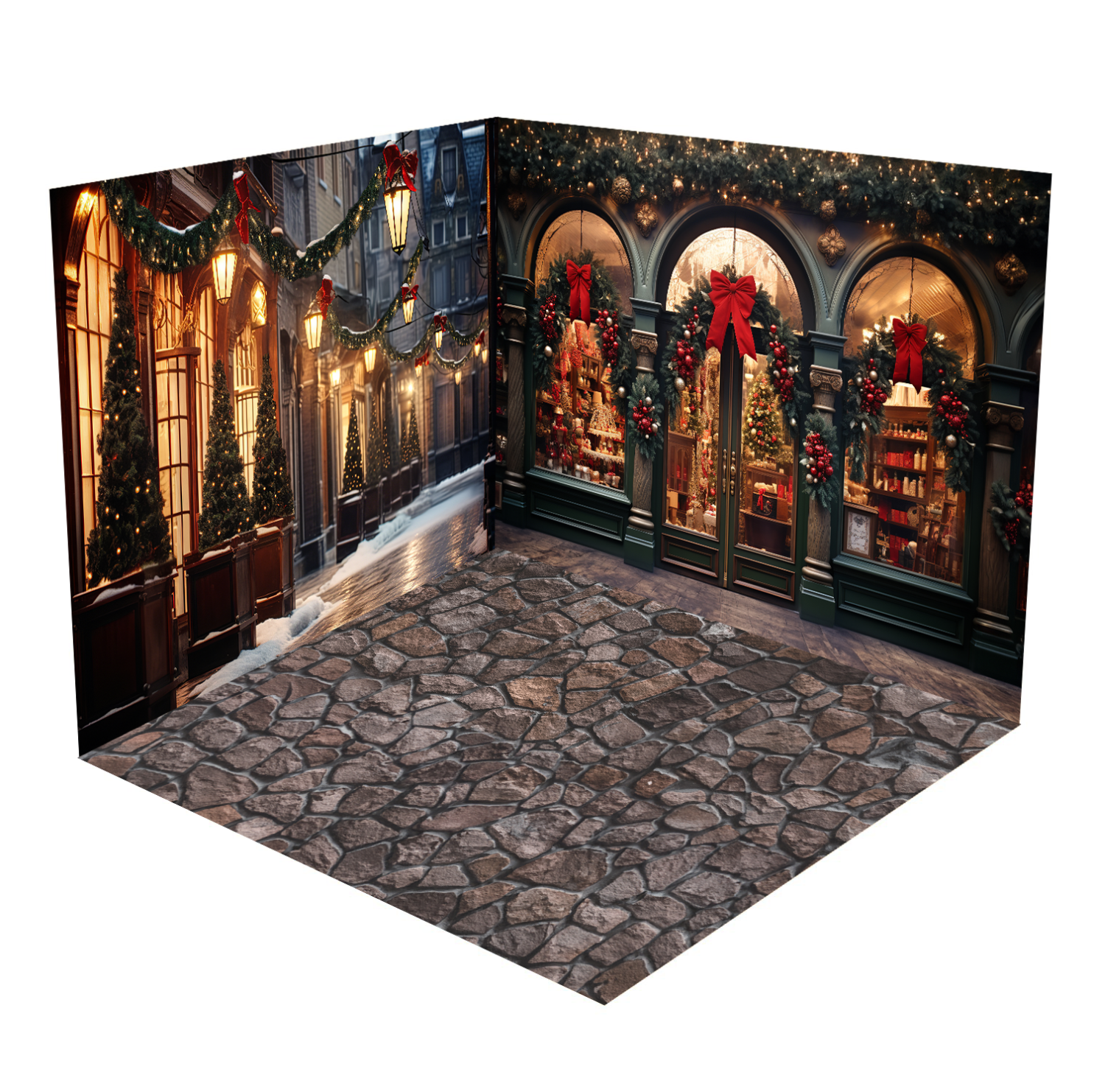 Kate Christmas Street View Store Room Set(8ftx8ft&10ftx8ft&8ftx10ft) - Kate Backdrop AU