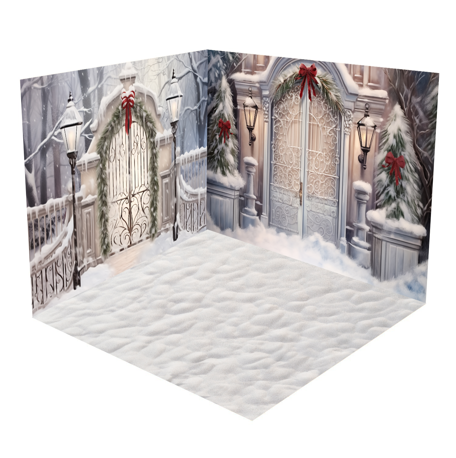 Kate Winter Christmas White Snowy Door Room Set(8ftx8ft&10ftx8ft&8ftx10ft) - Kate Backdrop AU