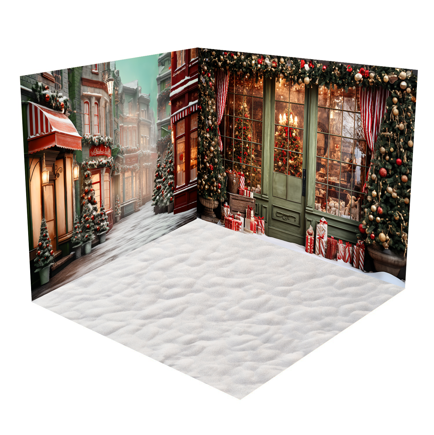 Kate Winter Christmas Store Street Room Set(8ftx8ft&10ftx8ft&8ftx10ft) - Kate Backdrop AU