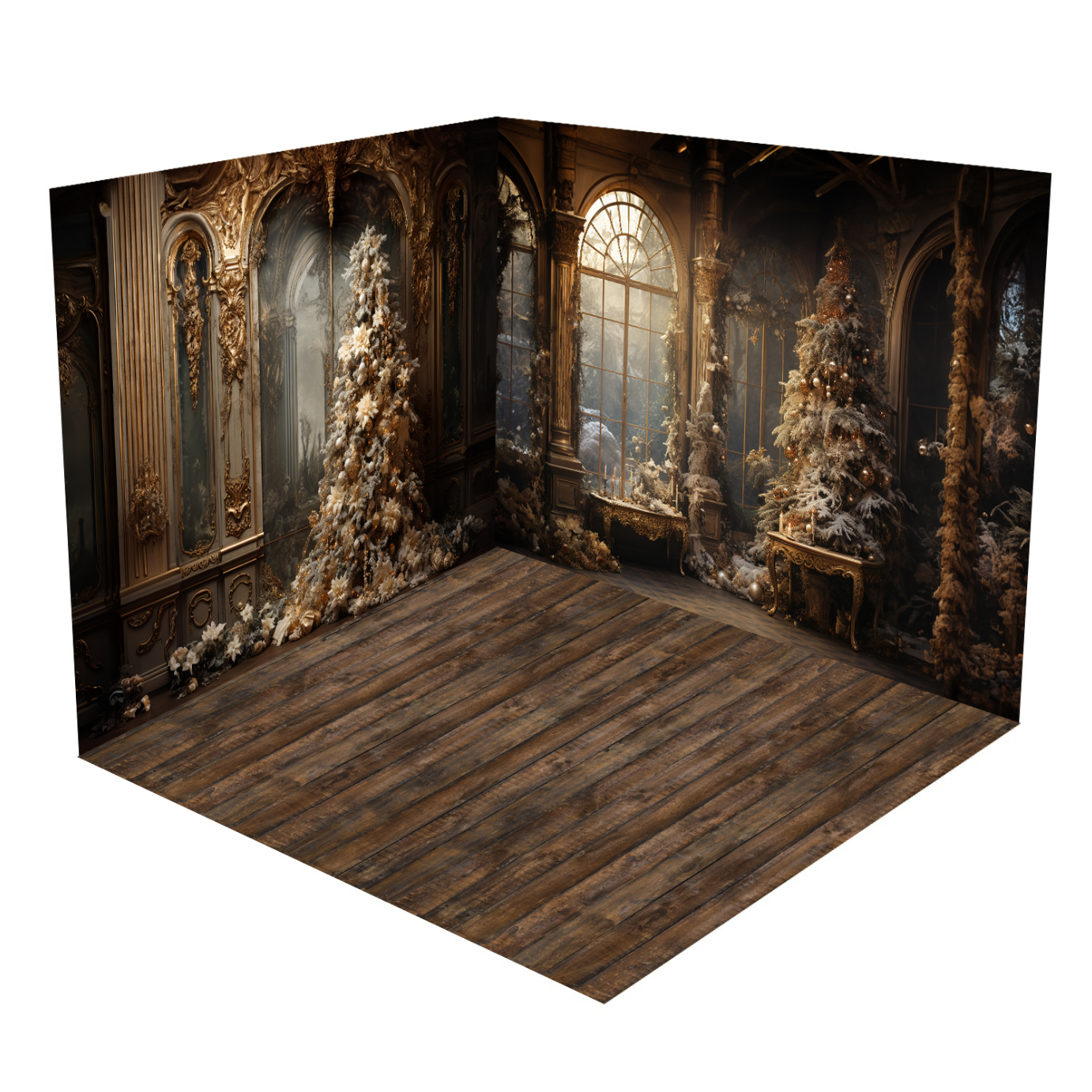 Kate Christmas Vintage Tree Retro Room Set(8ftx8ft&10ftx8ft&8ftx10ft) - Kate Backdrop AU