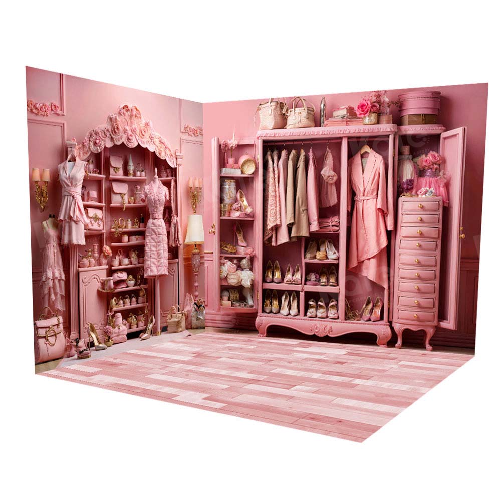 Kate Fantasy Doll Pink Closet Room Set(8ftx8ft&10ftx8ft&8ftx10ft) - Kate Backdrop AU