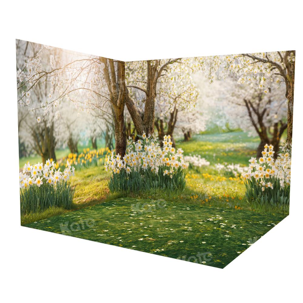 Kate Spring Forest Grass Flowers Room Set(8ftx8ft&10ftx8ft&8ftx10ft) - Kate Backdrop AU
