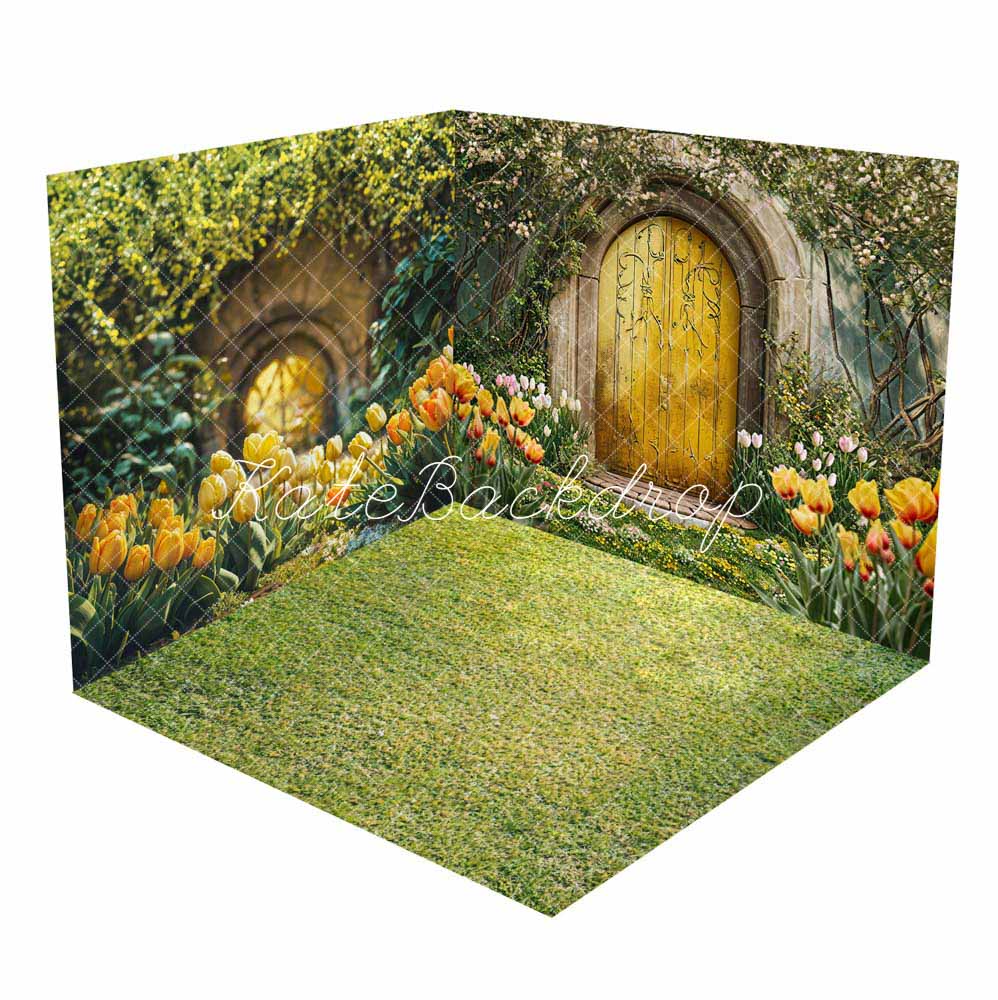 Kate Spring Golden Tulips Grassland Room Set(8ftx8ft&10ftx8ft&8ftx10ft) - Kate Backdrop AU