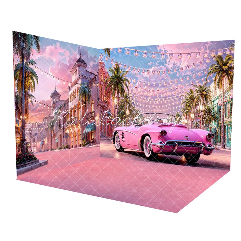 Kate Summer Fashion Doll Street Pink Car Room Set(8ftx8ft&10ftx8ft&8ftx10ft) - Kate Backdrop AU