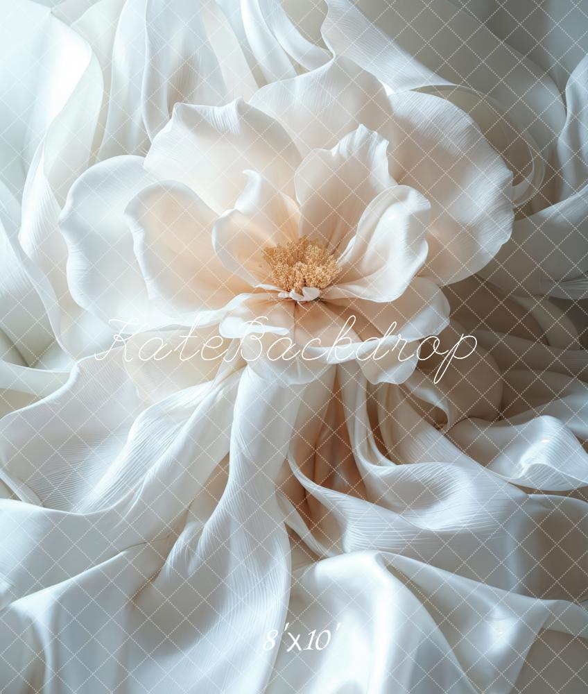Kate Fleece Elegant Floral White Backdrop Designed by Emetselch - Kate Backdrop AU