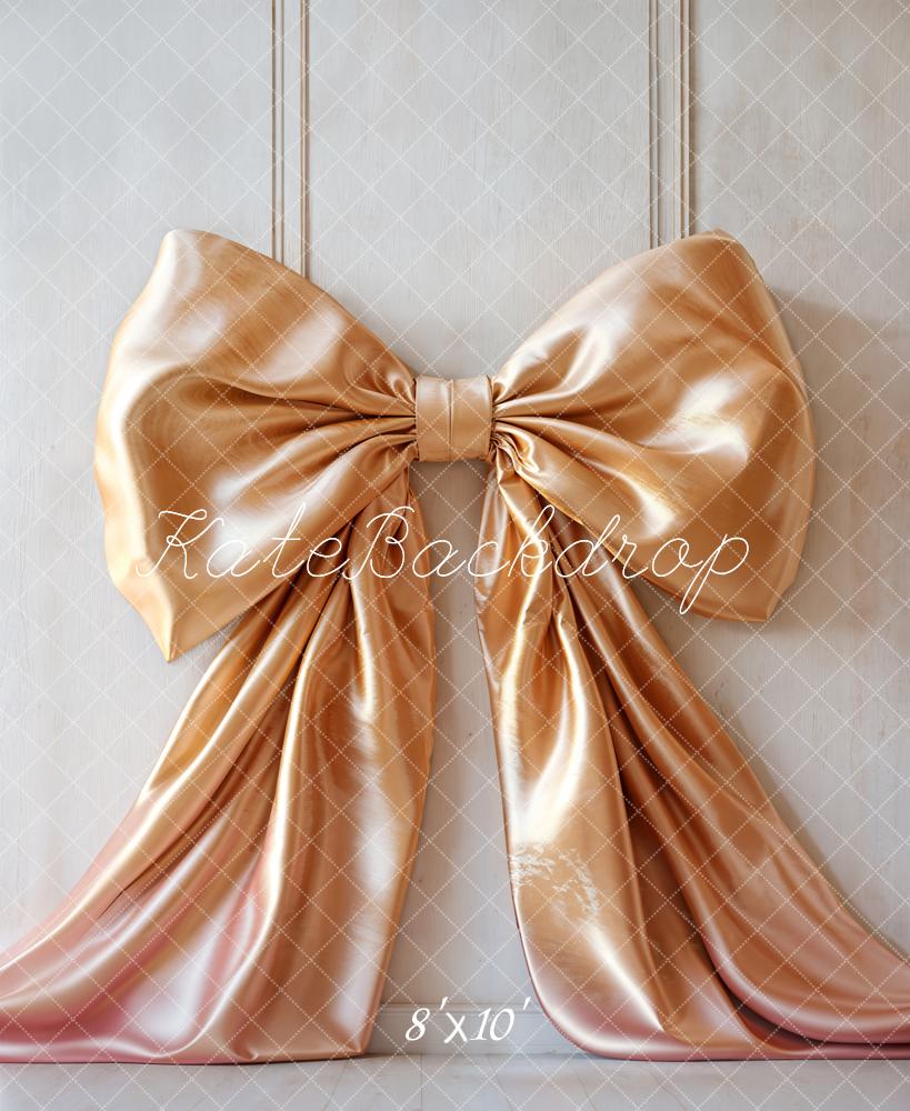 Kate Gold/Pale Pink Bow Fleece Backdrop Designed by Chain Photography - Kate Backdrop AU