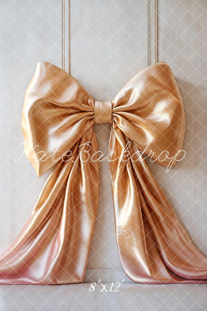 Kate Gold/Pale Pink Bow Fleece Backdrop Designed by Chain Photography - Kate Backdrop AU