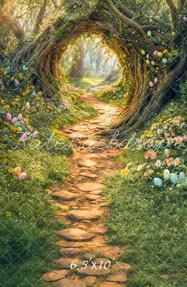 Kate Easter Forest Tree Arch Path Fleece Backdrop Designed by Emetselch - Kate Backdrop AU
