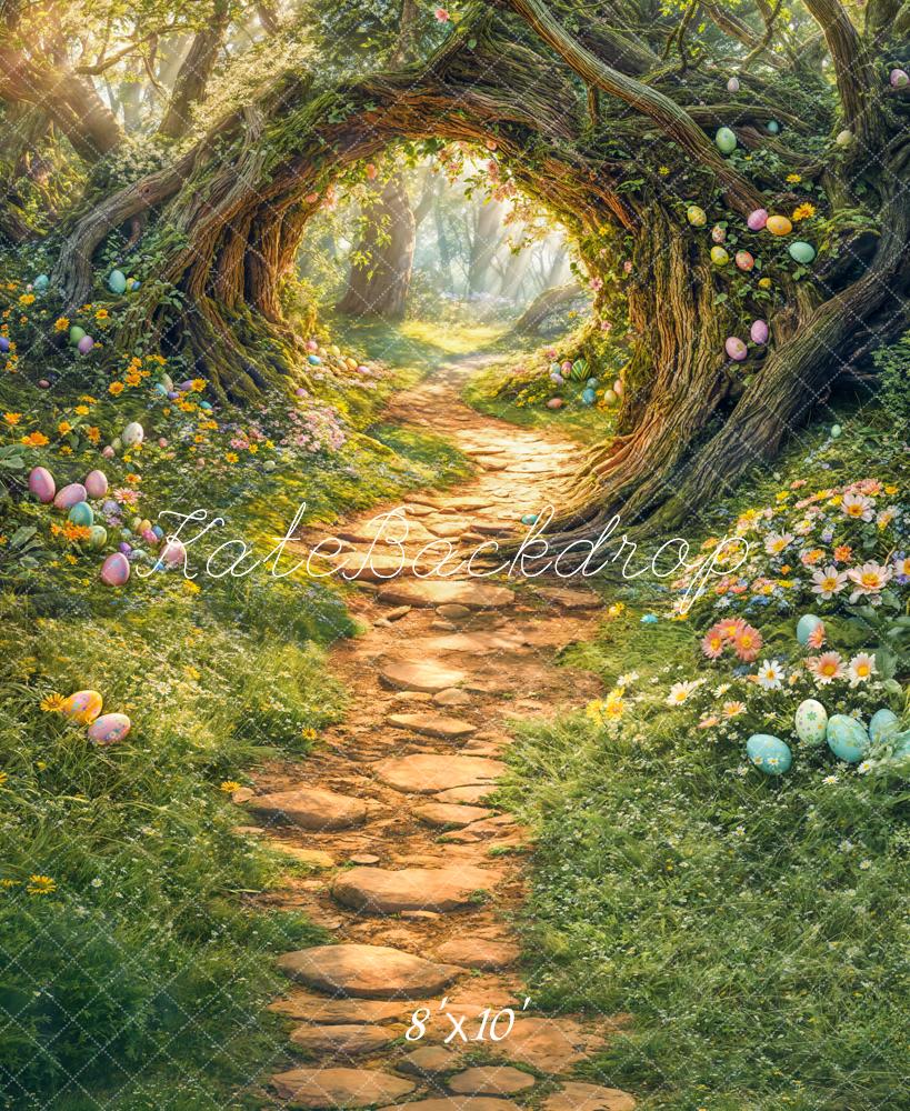 Kate Easter Forest Tree Arch Path Fleece Backdrop Designed by Emetselch - Kate Backdrop AU