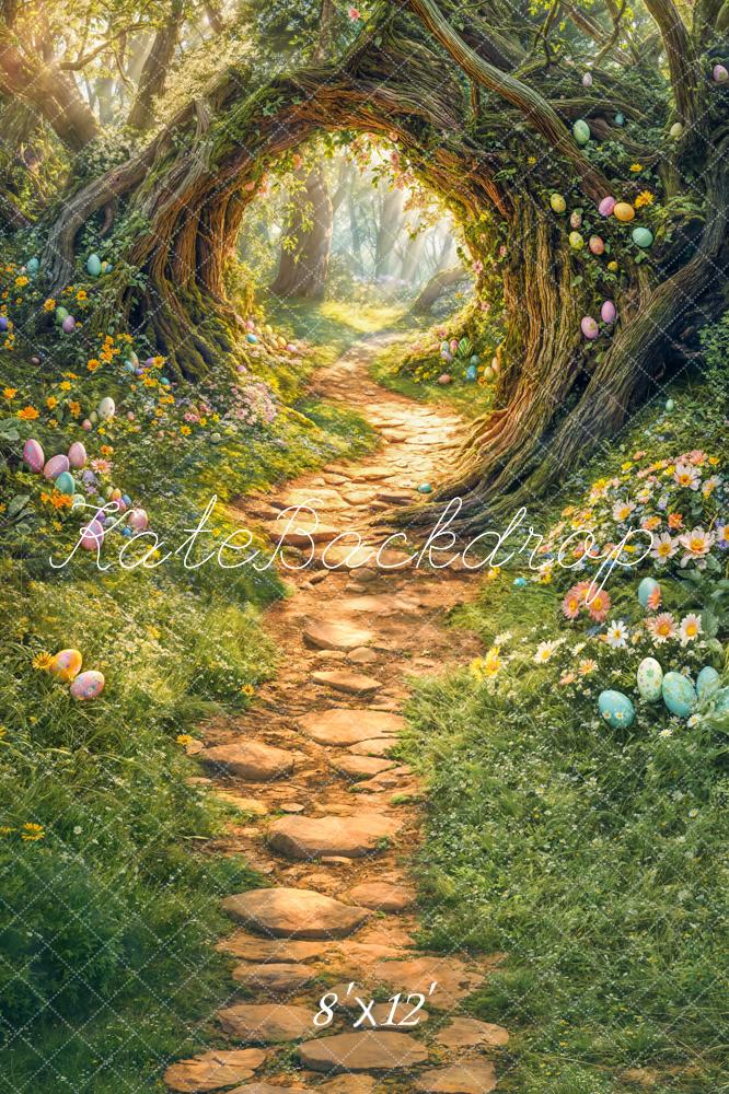 Kate Easter Forest Tree Arch Path Fleece Backdrop Designed by Emetselch - Kate Backdrop AU