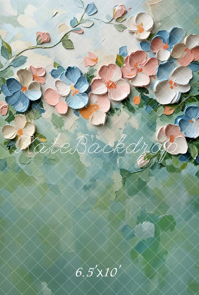 Kate Fleece Green Fine Art Flowers Backdrop Designed by GQ - Kate Backdrop AU