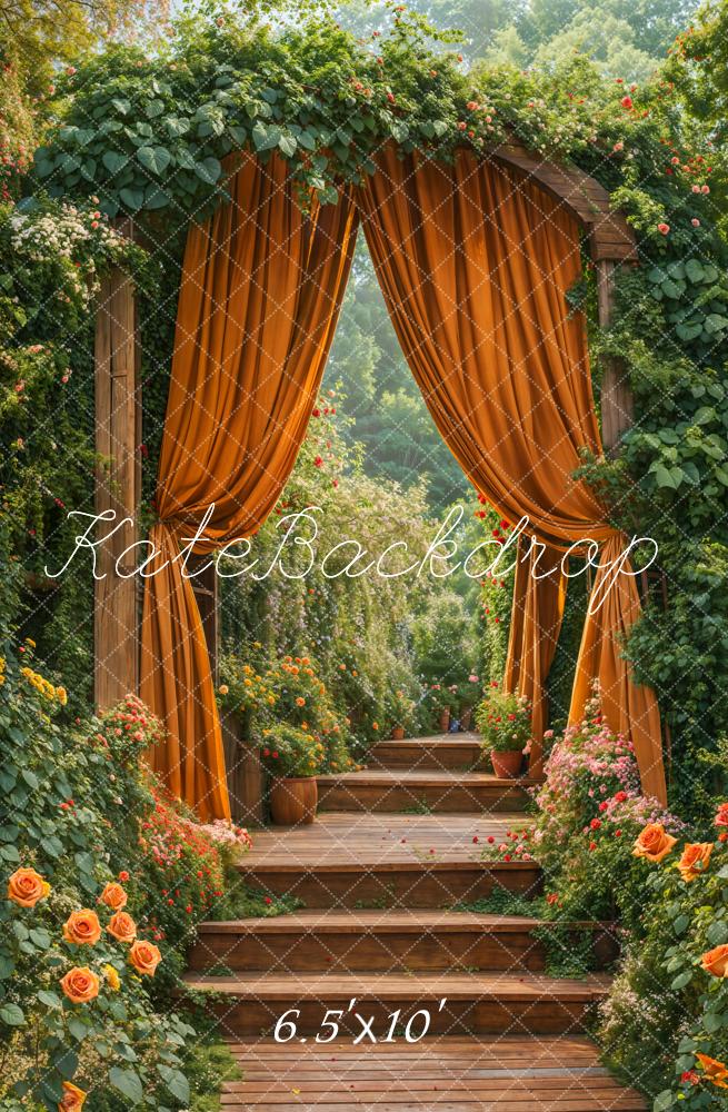 Kate Fleece Cascading Stairs Garden Backdrop Designed by Emetselch