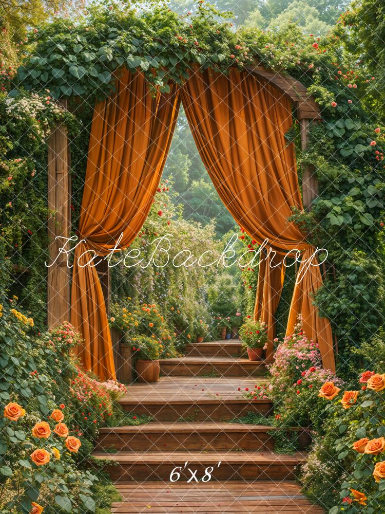 Kate Fleece Cascading Stairs Garden Backdrop Designed by Emetselch