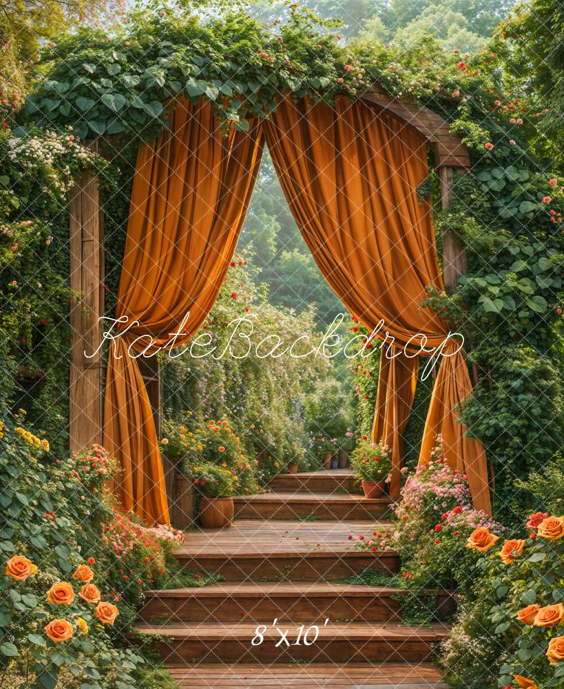 Kate Fleece Cascading Stairs Garden Backdrop Designed by Emetselch
