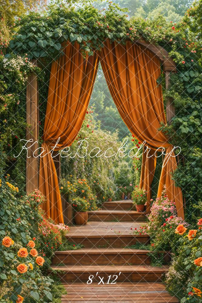 Kate Fleece Cascading Stairs Garden Backdrop Designed by Emetselch