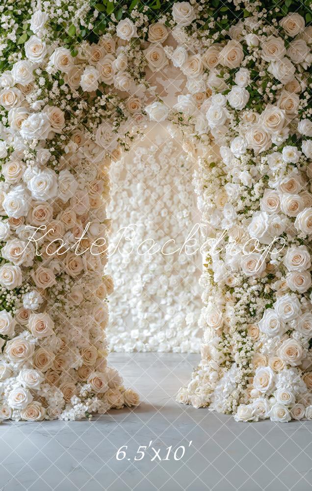 Kate Fleece Wedding White Rose Arch Backdrop Designed by Emetselch - Kate Backdrop AU