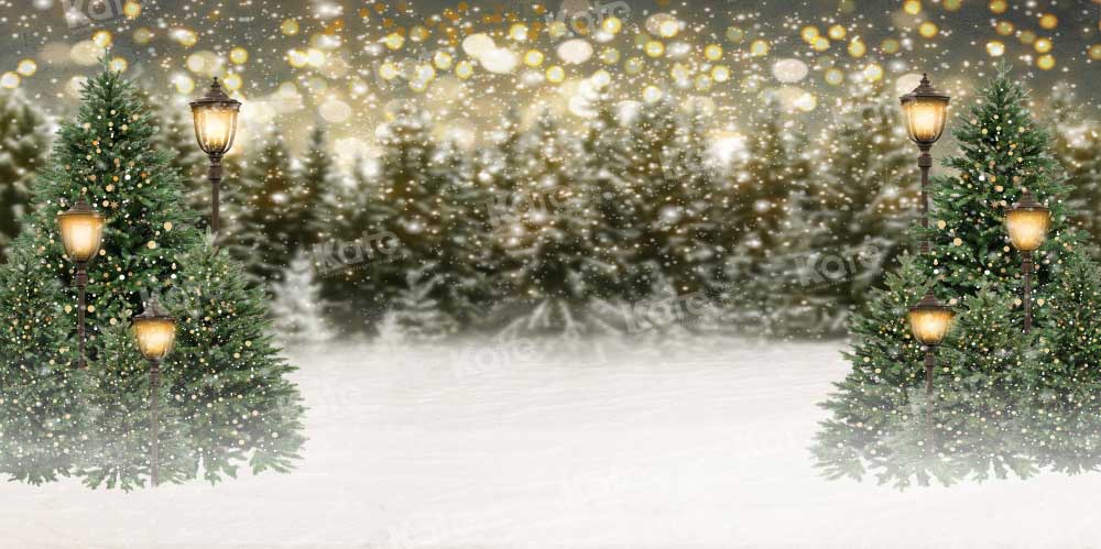 Kate Christmas Snow Forest Lights Backdrop for Photography - Kate Backdrop AU