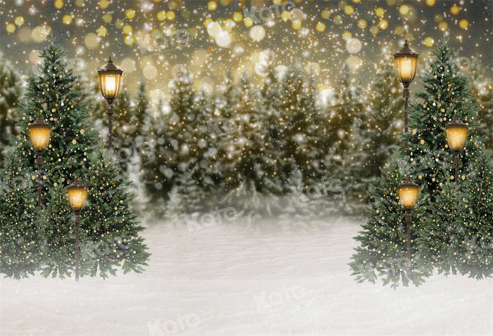 Kate Christmas Snow Forest Lights Backdrop for Photography - Kate Backdrop AU