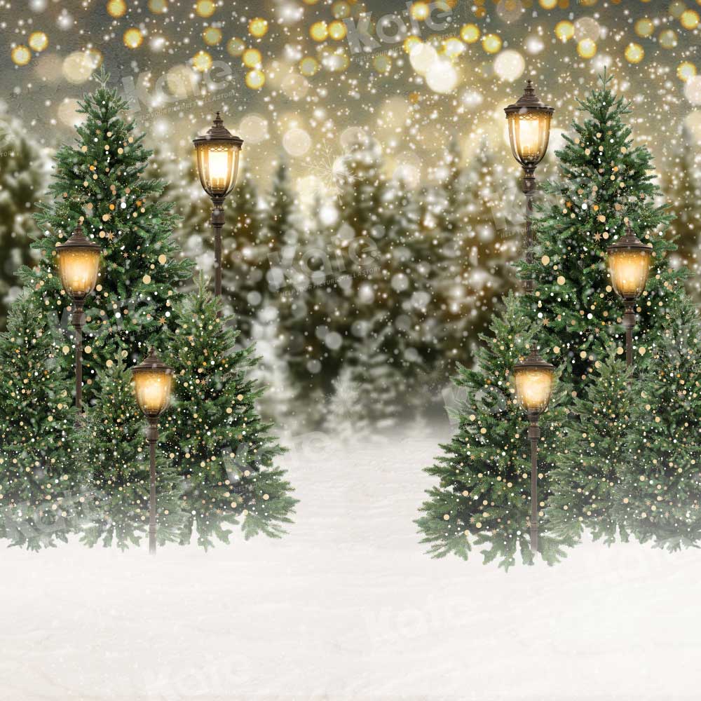 Kate Christmas Snow Forest Lights Backdrop for Photography - Kate Backdrop AU