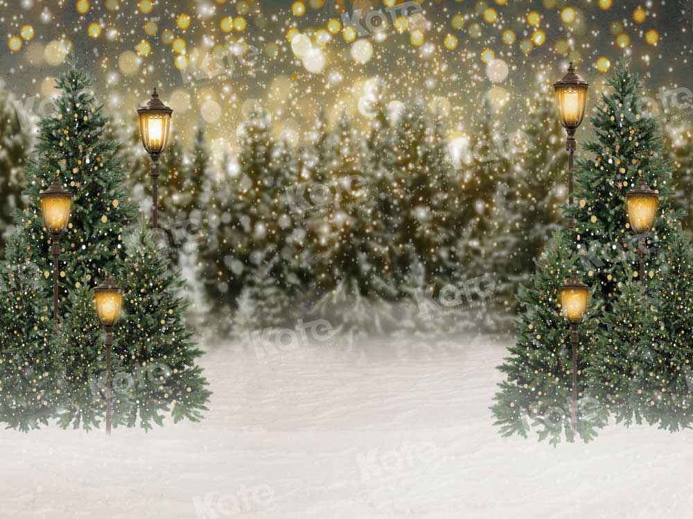 Kate Christmas Snow Forest Lights Backdrop for Photography - Kate Backdrop AU