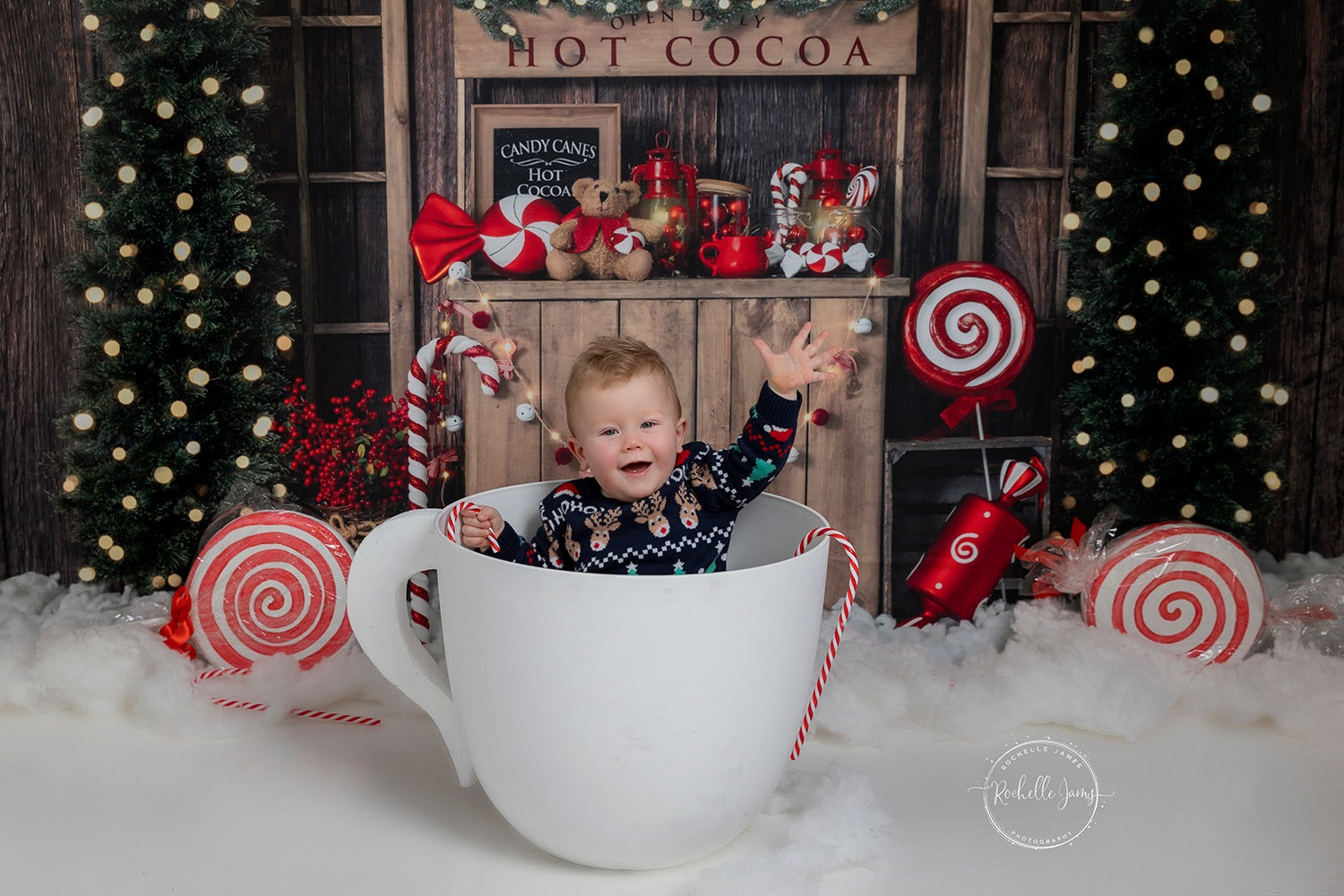 Kate Christmas Tree Backdrop Winter Hot Cocoa Designed by Emetselch - Kate Backdrop AU