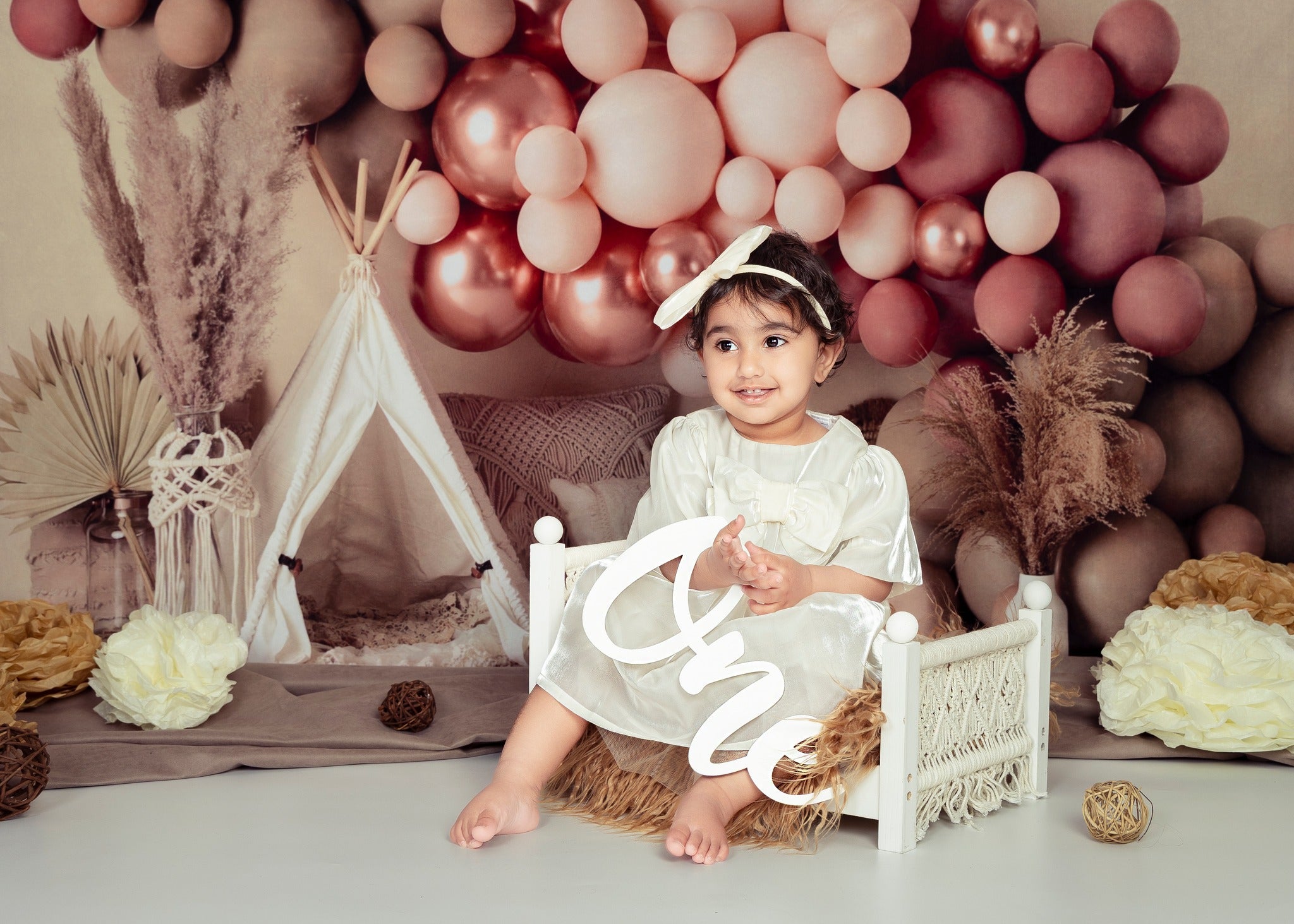 Kate Boho Balloons Tent Spring Backdrop Designed by Mandy Ringe Photography