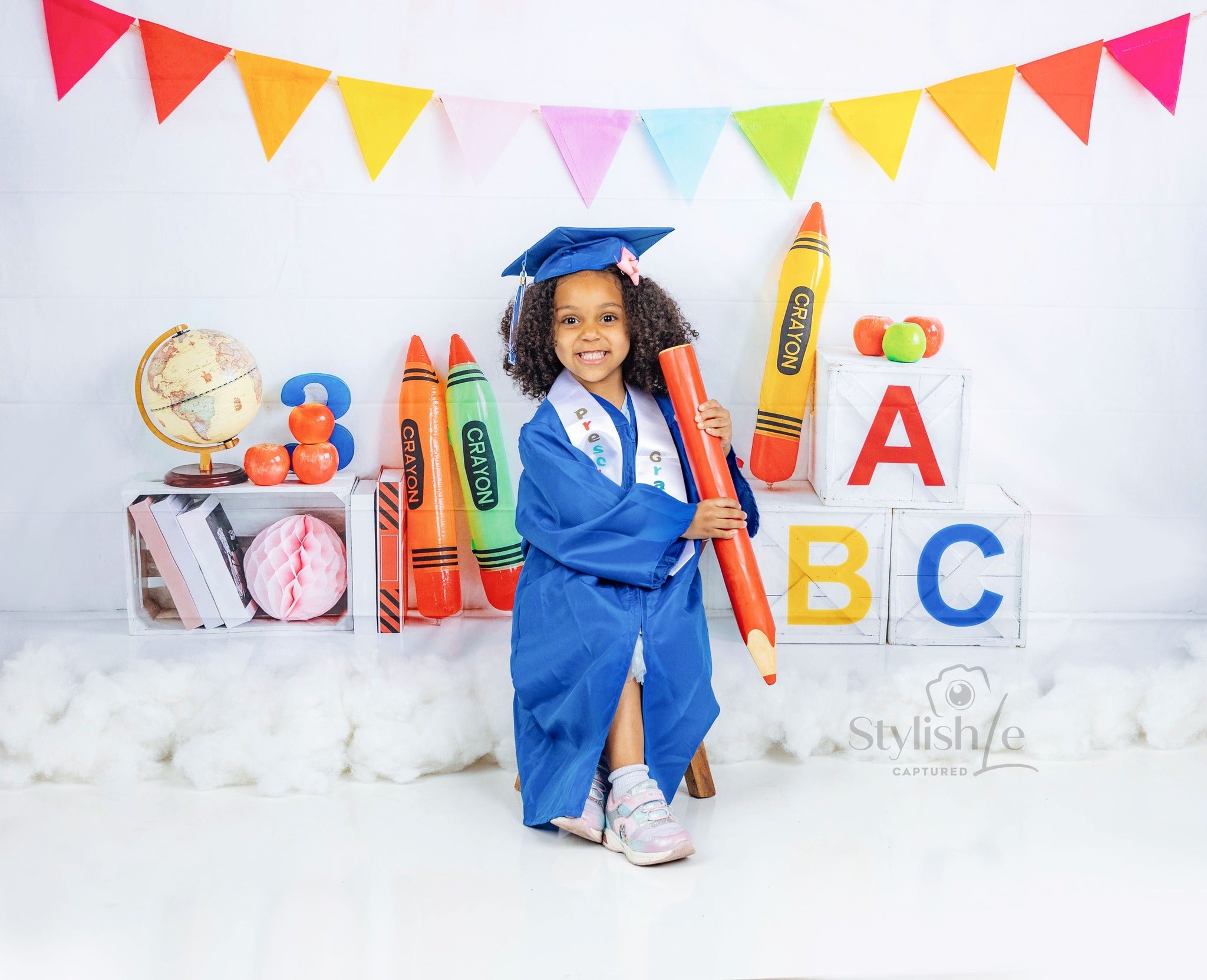 Kate Back to School Backdrop Crayon for Photography - Kate Backdrop AU