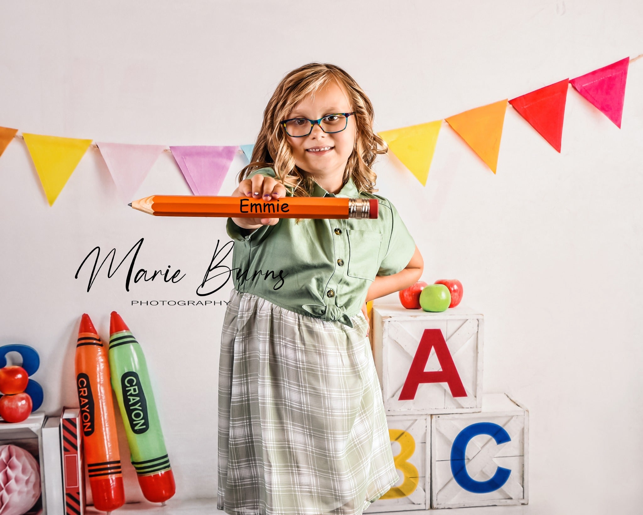 Kate Back to School Backdrop Crayon for Photography