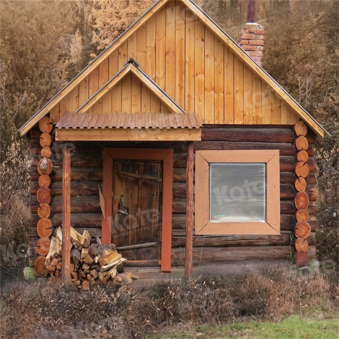 Kate Outdoor Cabin Backdrop Wood Autumn for Photography - Kate Backdrop AU