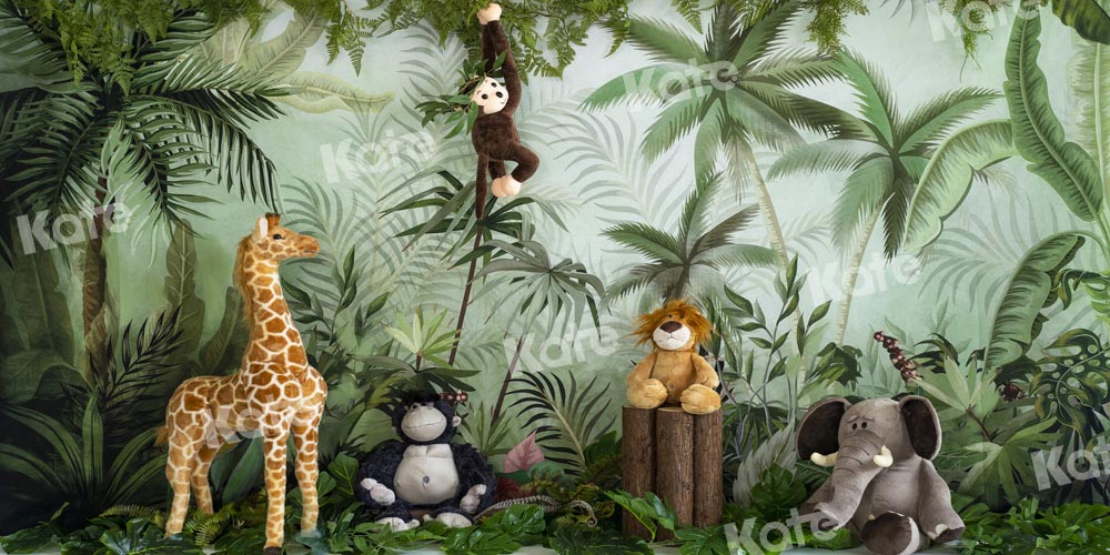 Kate Cake Smash Backdrop Birthday Jungle Animals Designed by Emetselch - Kate Backdrop AU