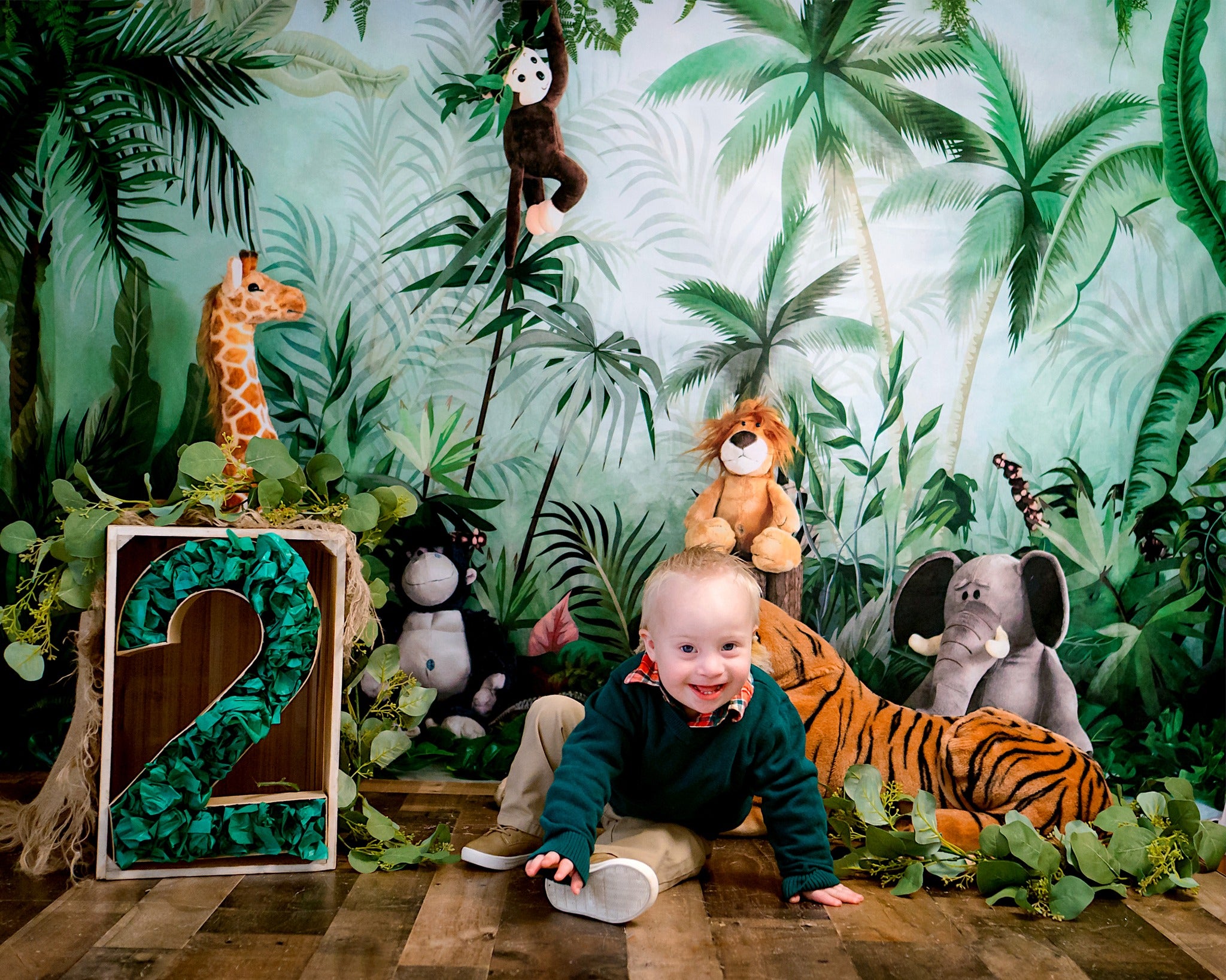Kate Cake Smash Backdrop Birthday Jungle Animals Designed by Emetselch - Kate Backdrop AU