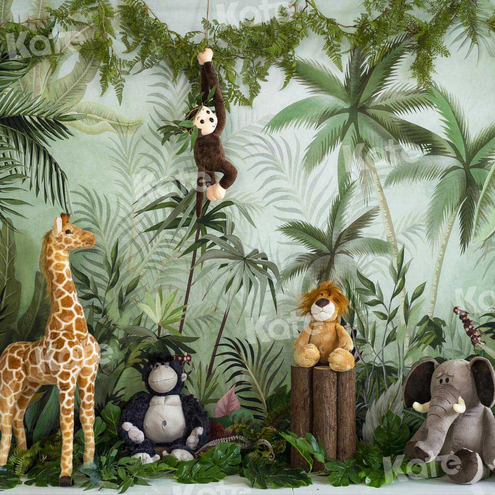 Kate Cake Smash Backdrop Birthday Jungle Animals Designed by Emetselch - Kate Backdrop AU