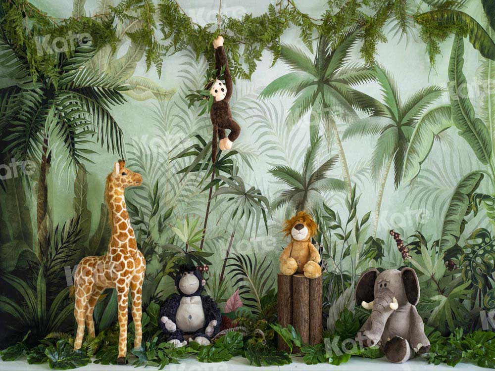 Kate Cake Smash Backdrop Birthday Jungle Animals Designed by Emetselch - Kate Backdrop AU