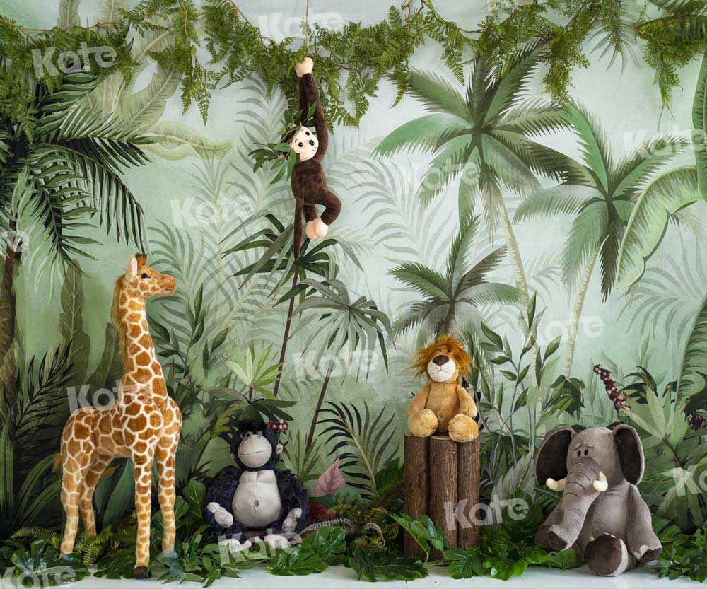 Kate Cake Smash Backdrop Birthday Jungle Animals Designed by Emetselch - Kate Backdrop AU